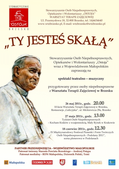 ZAPRASZAMY NA SPEKTAKL TEATRALNO-MUZYCZNY *TY JESTEŚ SKAŁĄ*