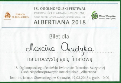 I MIEJSCE WŚRÓD SOLISTÓW DLA MARCINA CHUDYKI W ELIMINACJACH REGIONALNYCH – ALBERTIANA 2018