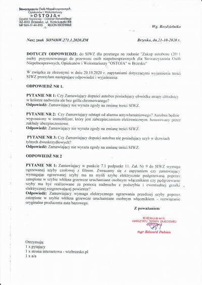 ODPOWIEDZI NA PYTANIA DO PRZETARGU
